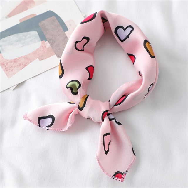 Heart-Print Square Scarf