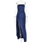Strapless Pleated Maxi Dress
