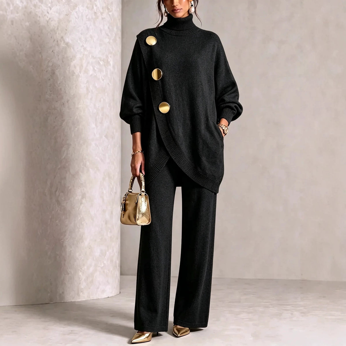 Asymmetric Sweater & Trouser Set