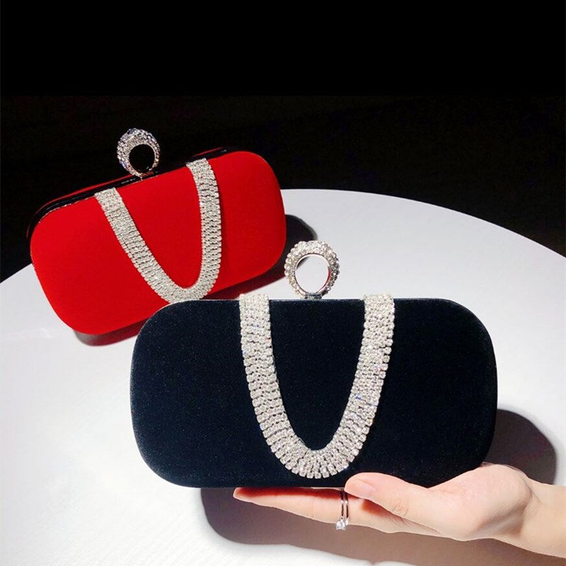 Rhinestone Velvet Evening Clutch