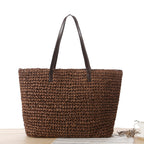 Woven Paper Shoulder Bag — Dark Brown