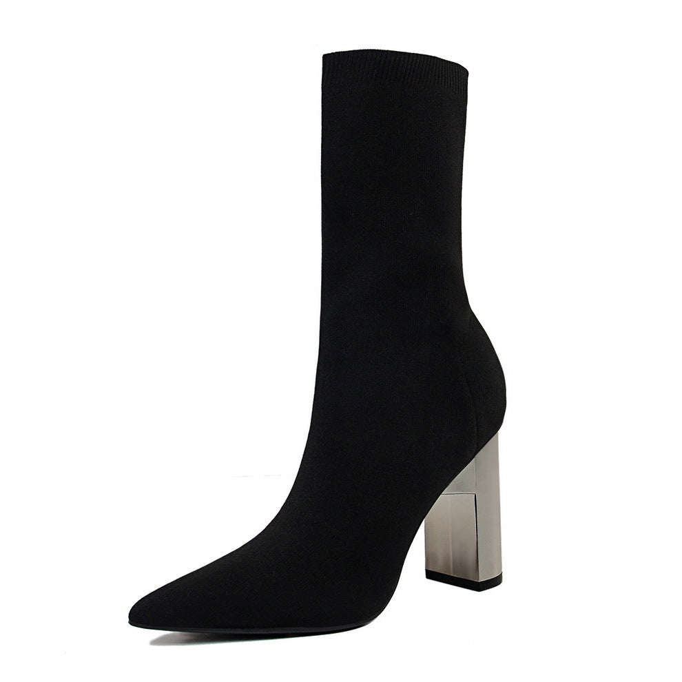 Metal-Detail Block-Heel Ankle Boots
