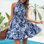 Floral Halterneck Ruffle Dress