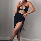 High-Waist Pleated Slit Skirt