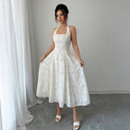 White Halter A-Line Dress