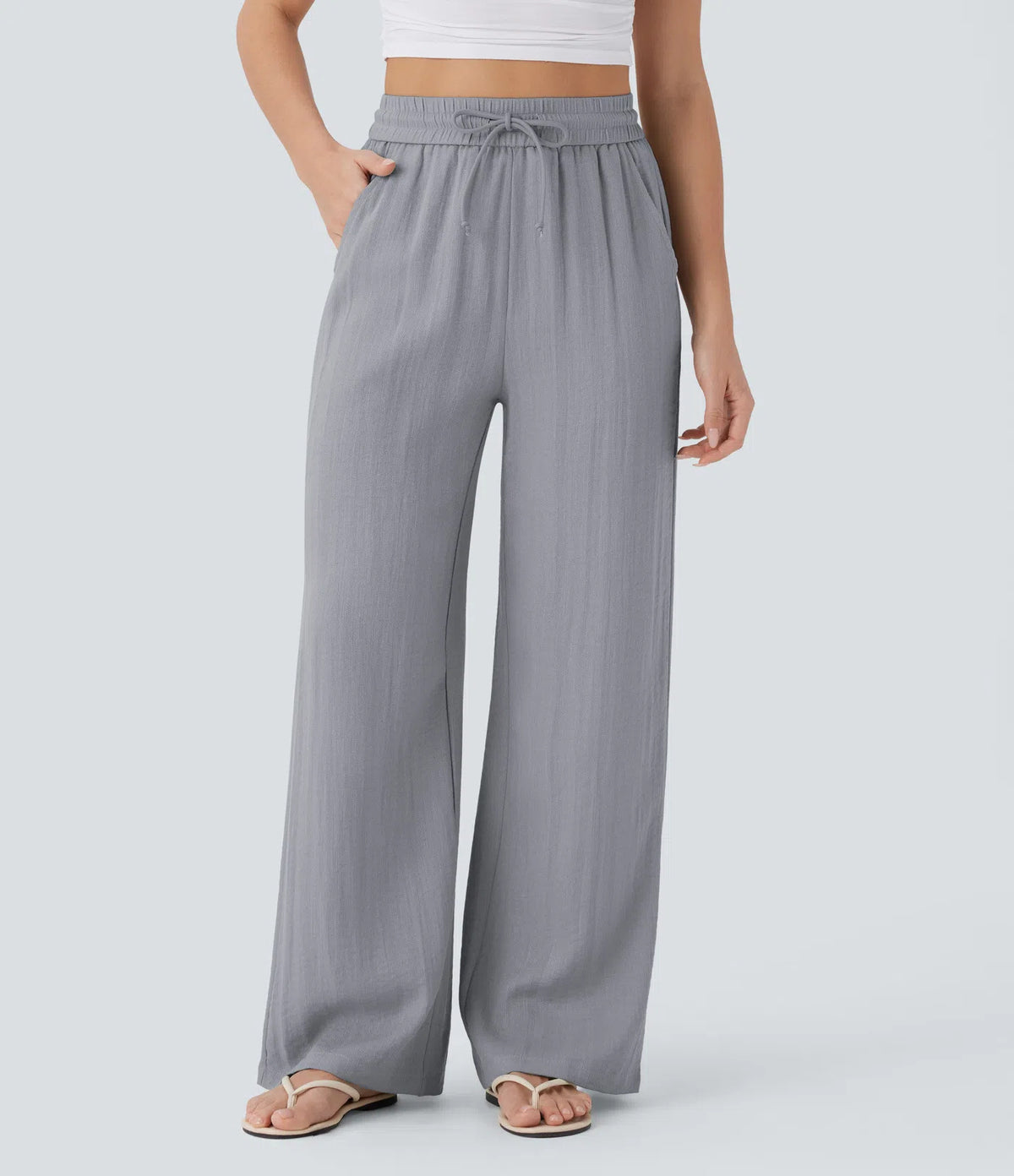 Drawstring Wide-Leg Trousers