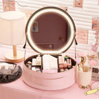 Round LED Mirror Makeup Case