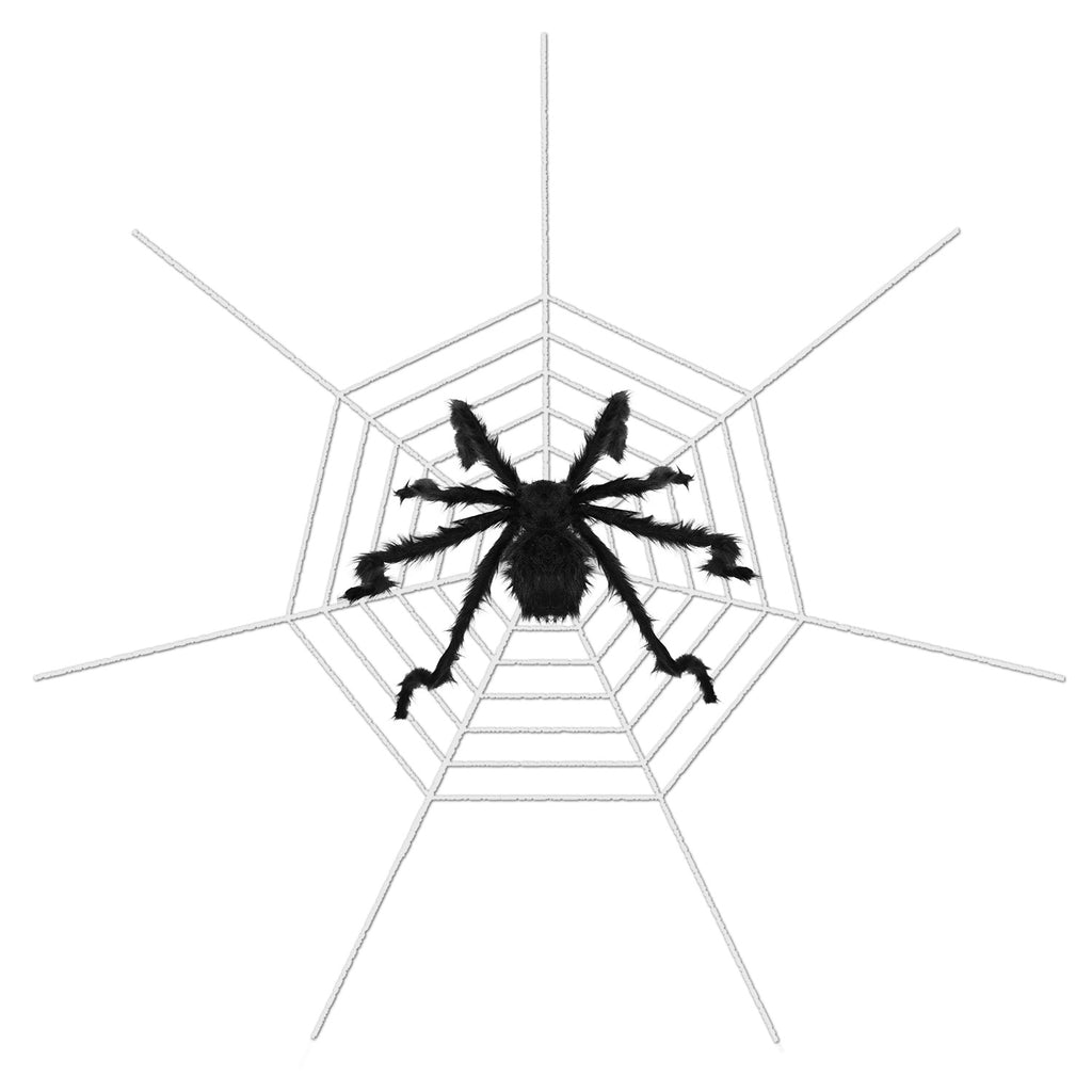 Black spider decoration with a white web.