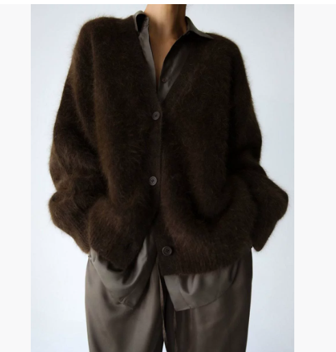 Relaxed V-Neck Button Cardigan
