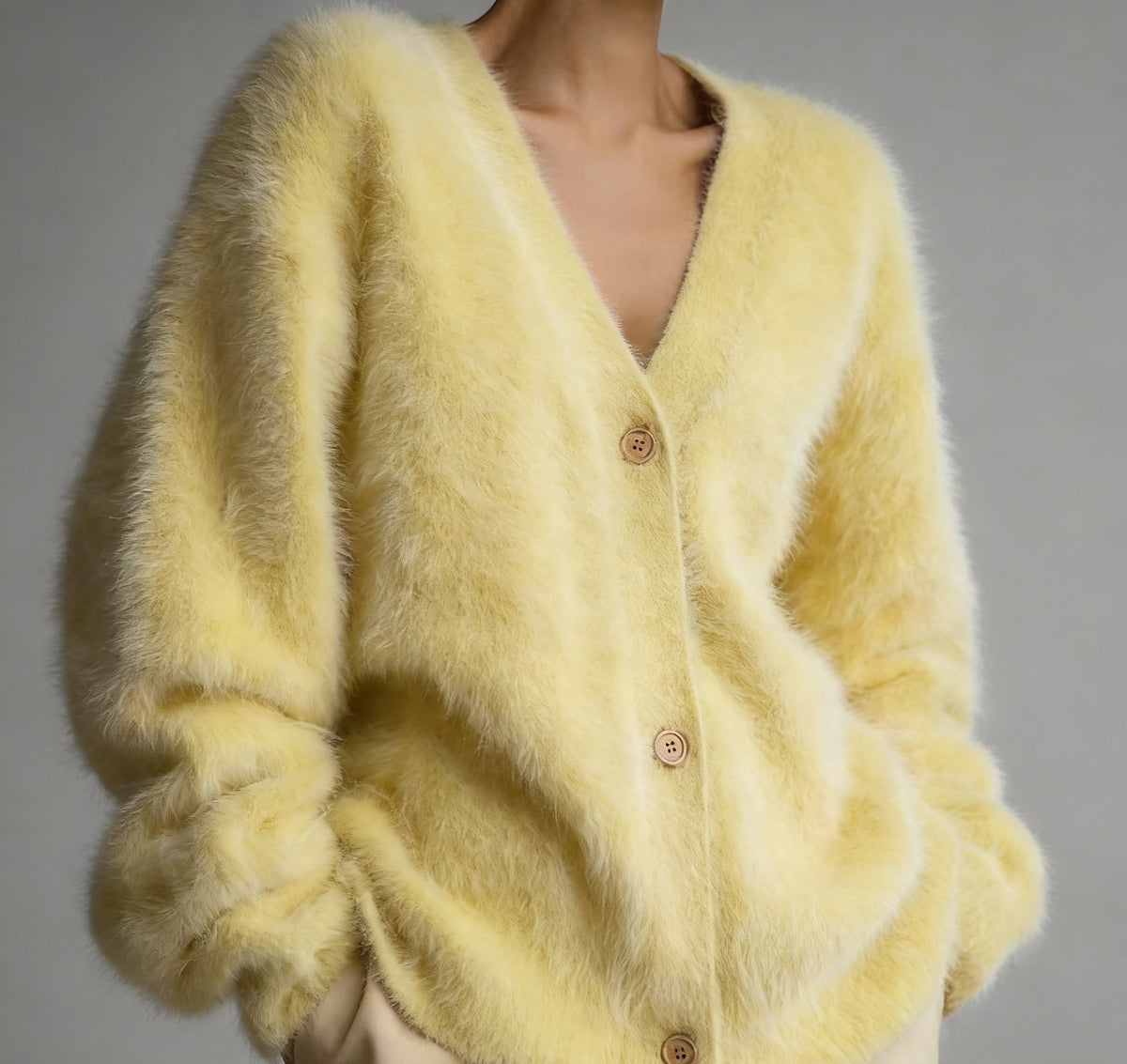 Relaxed V-Neck Button Cardigan