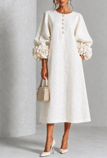 Floral-Detail Midi Dress