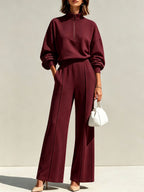 Half-Zip Hoodie & Wide-Leg Trouser Set