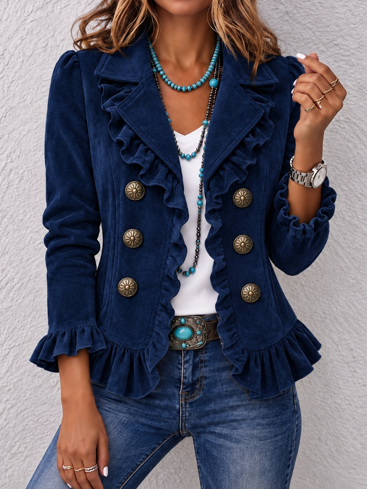 Long-Sleeve Buttoned Cardigan
