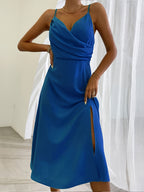 V-Neck Slit Midi Dress