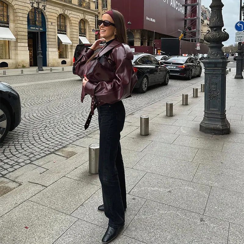 Cropped PU Jacket