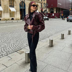 Cropped PU Jacket