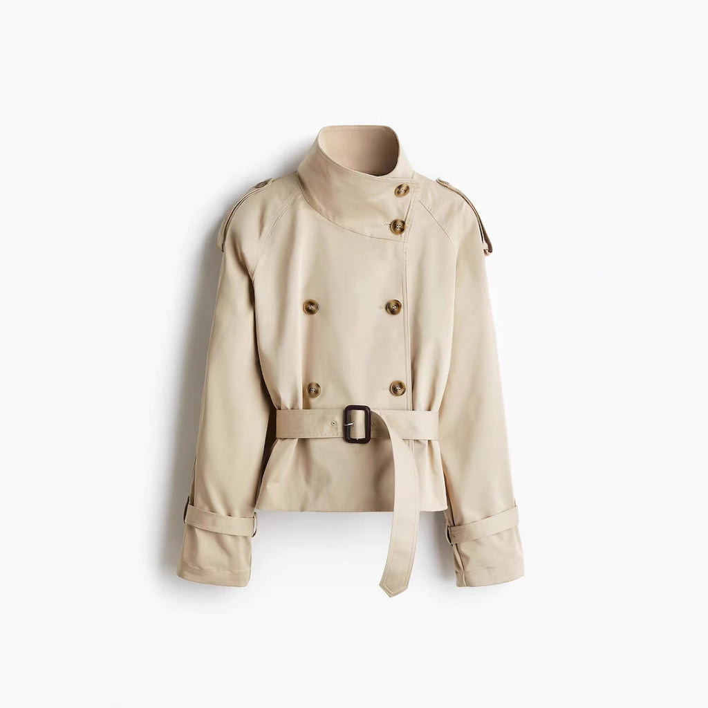 Cropped Belted Trench Coat