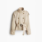 Cropped Belted Trench Coat