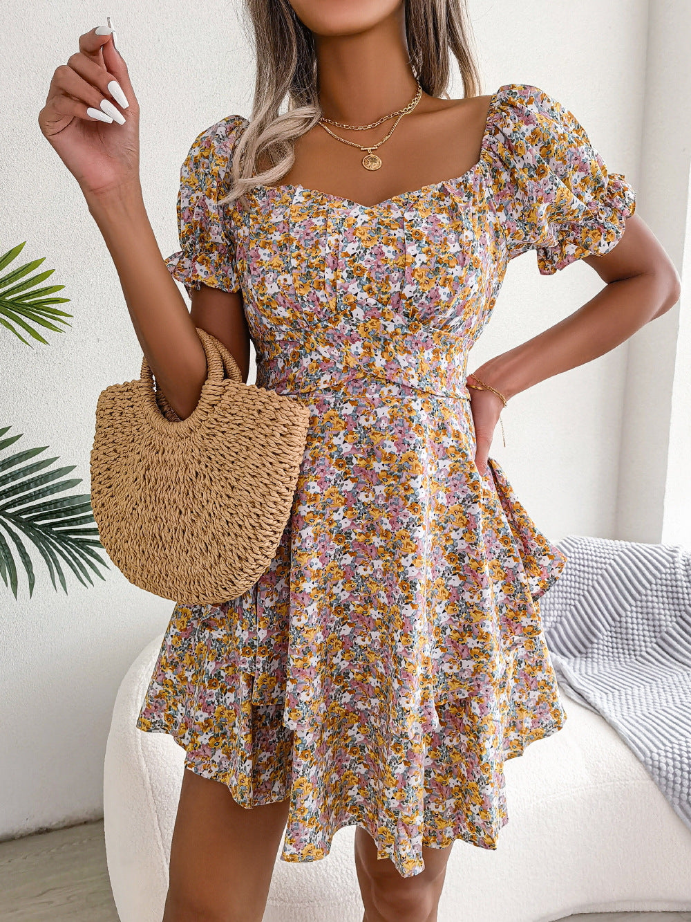 Floral Ruffle Mini Dress