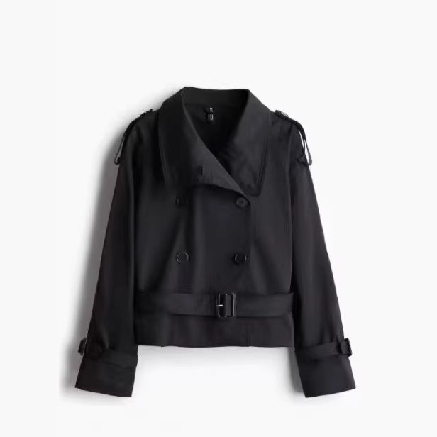 Cropped Belted Trench Coat