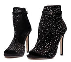 Rhinestone Peep-Toe Heels