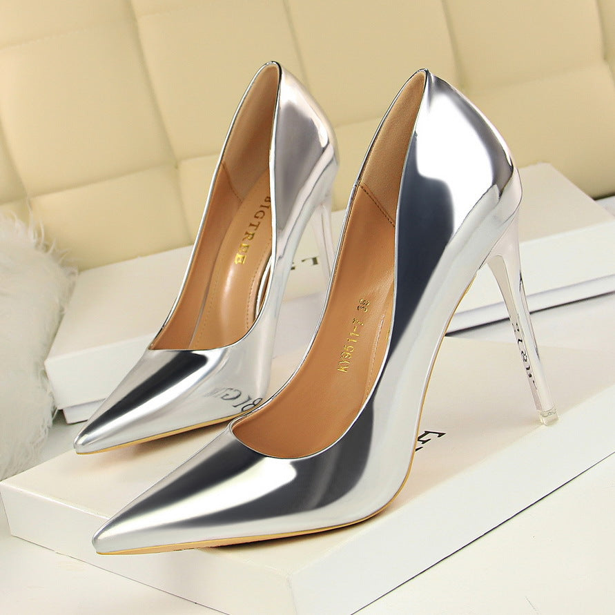 PU Slip-On Stiletto Pumps