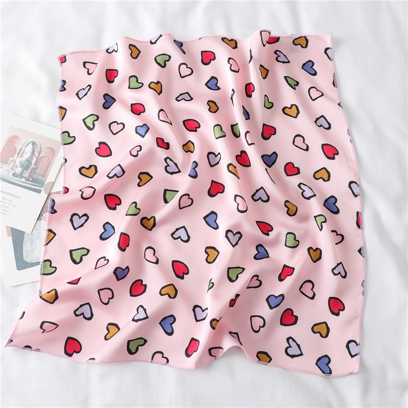 Heart-Print Square Scarf