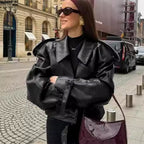 Cropped PU Jacket