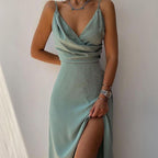 V-Neck Slit Midi Dress