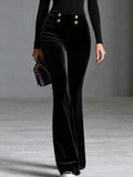 High-Waist Velvet Flare Trousers