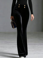 High-Waist Velvet Flare Trousers