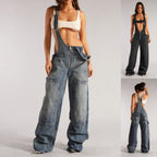 Zip-Front Denim Overalls