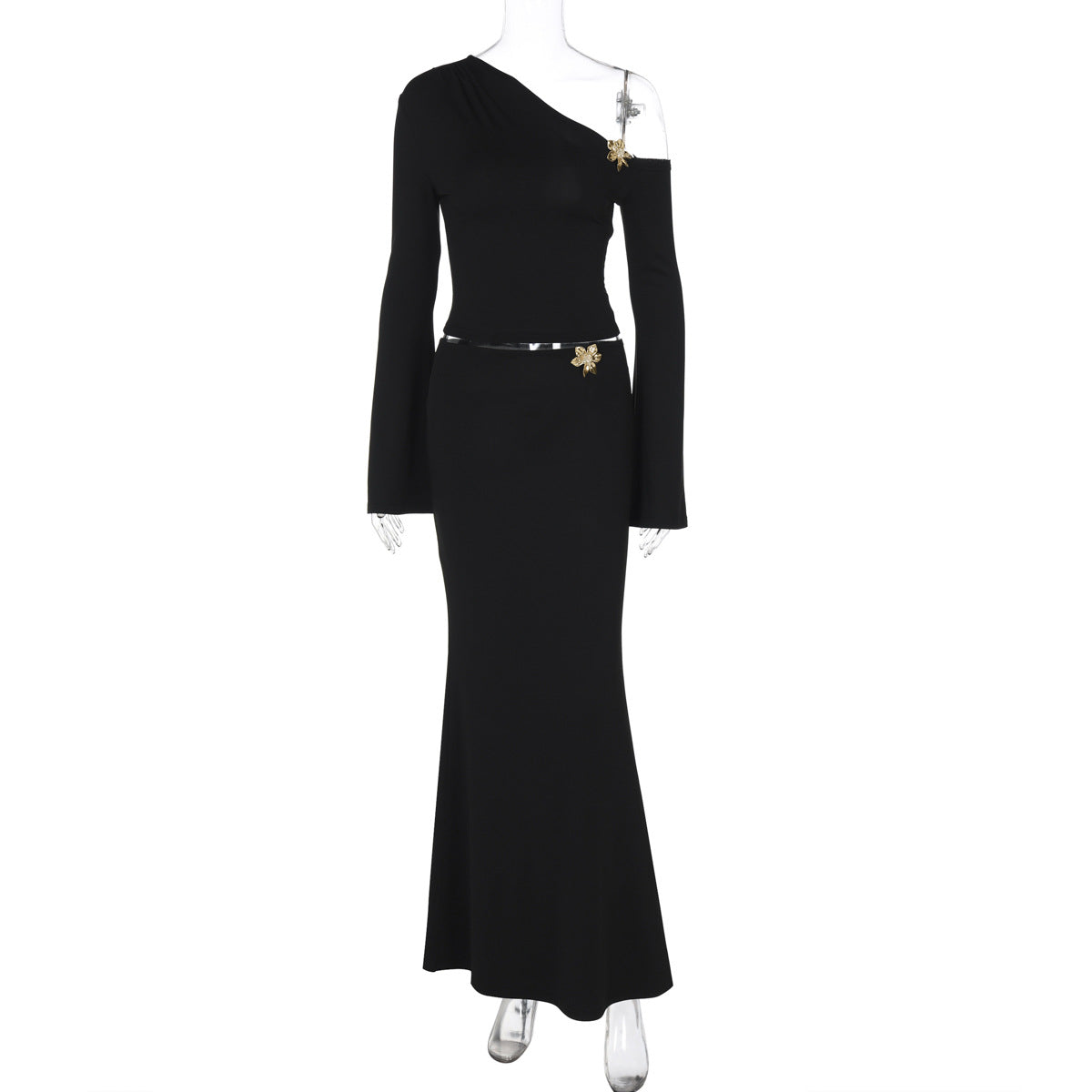 Asymmetric Top & Maxi Skirt Set