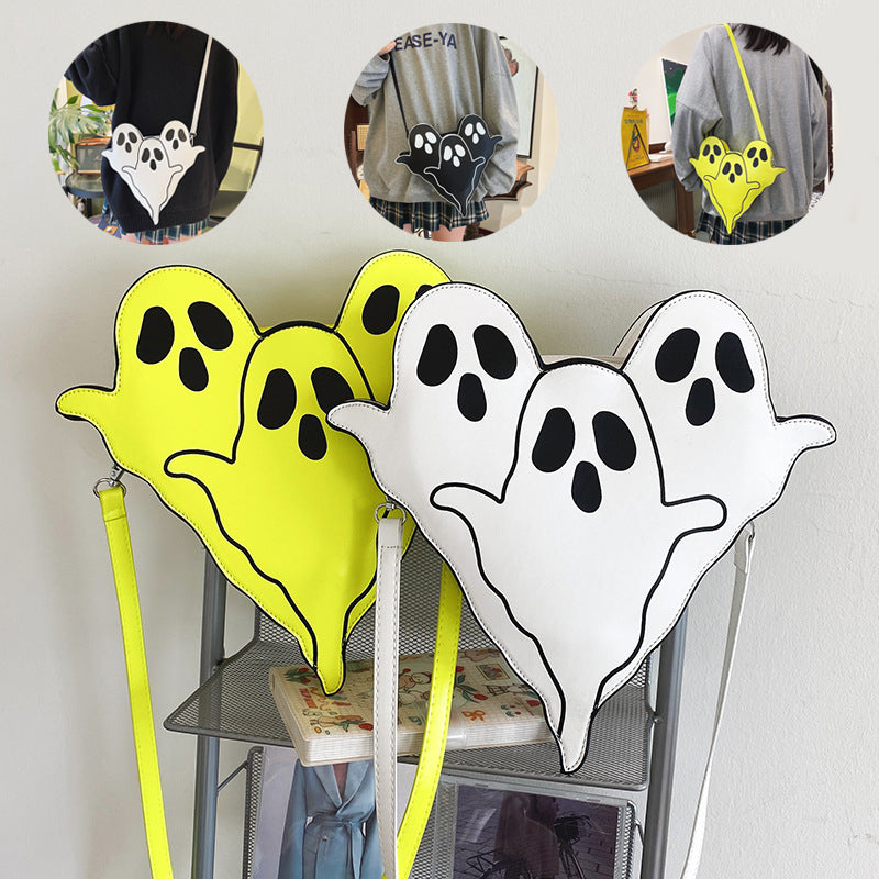 Ghost Crossbody Bag in white, black and bright green, shown as separate colour options.