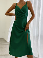 V-Neck Slit Midi Dress