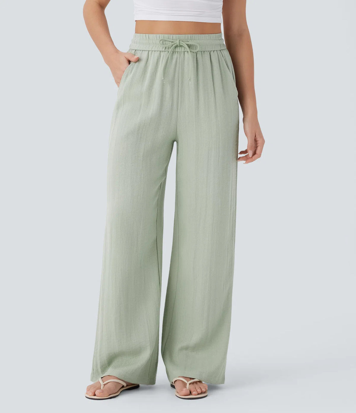 Drawstring Wide-Leg Trousers