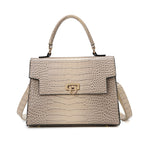 Crocodile-Effect PU Tote — Khaki