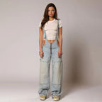 Zip-Front Denim Overalls