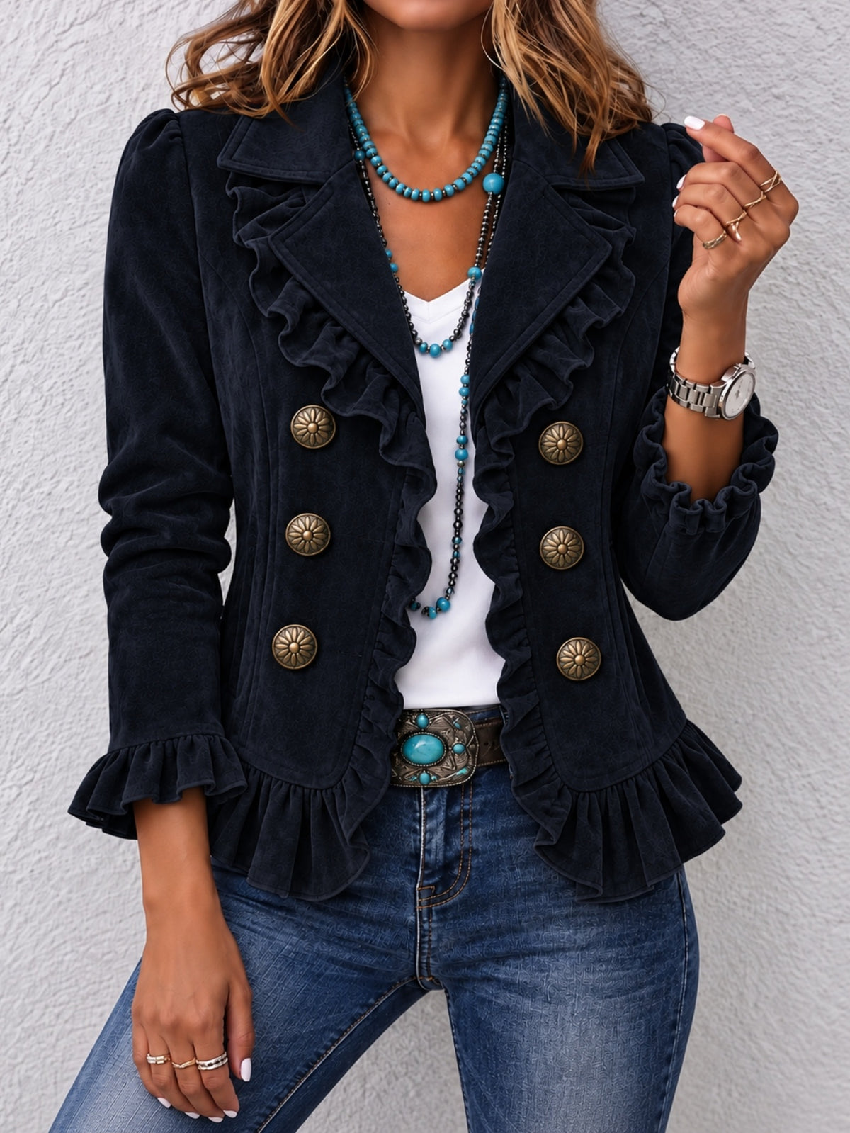 Long-Sleeve Buttoned Cardigan