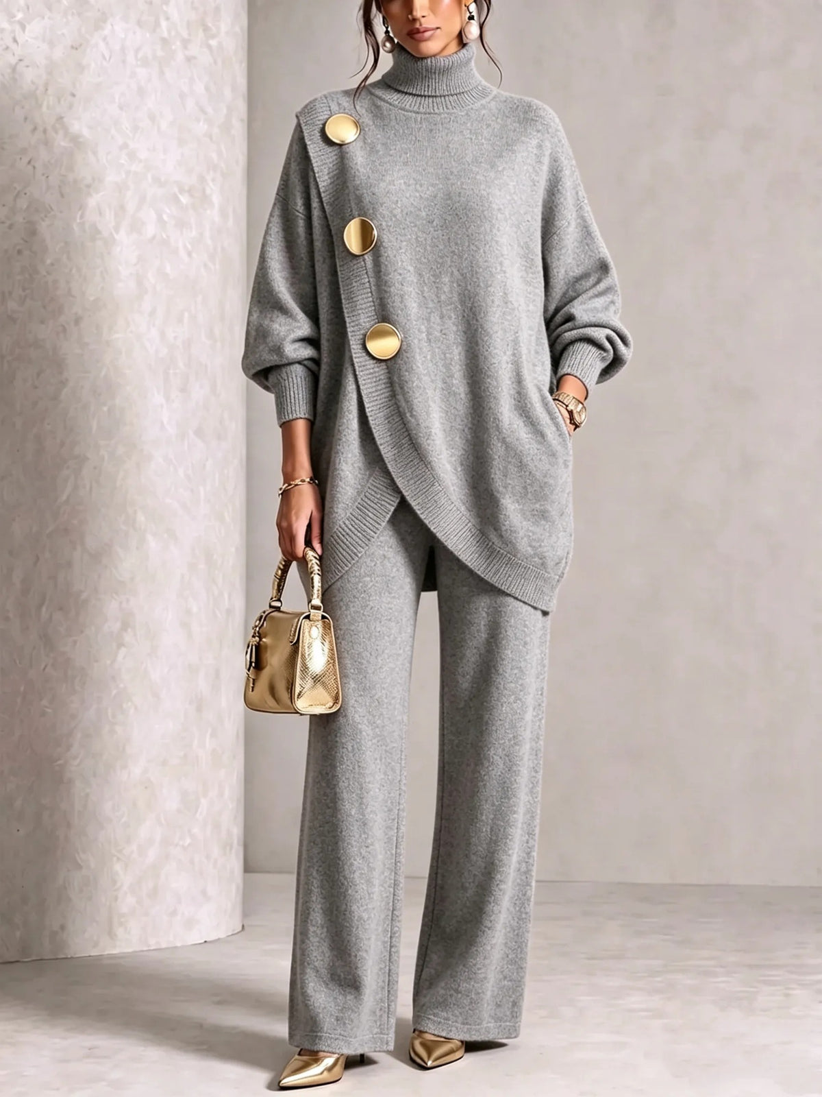 Asymmetric Sweater & Trouser Set