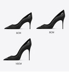 Black Patchwork Pointed-Toe Heels