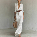 Belted Asymmetric Pleated Dress