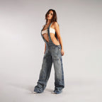 Zip-Front Denim Overalls
