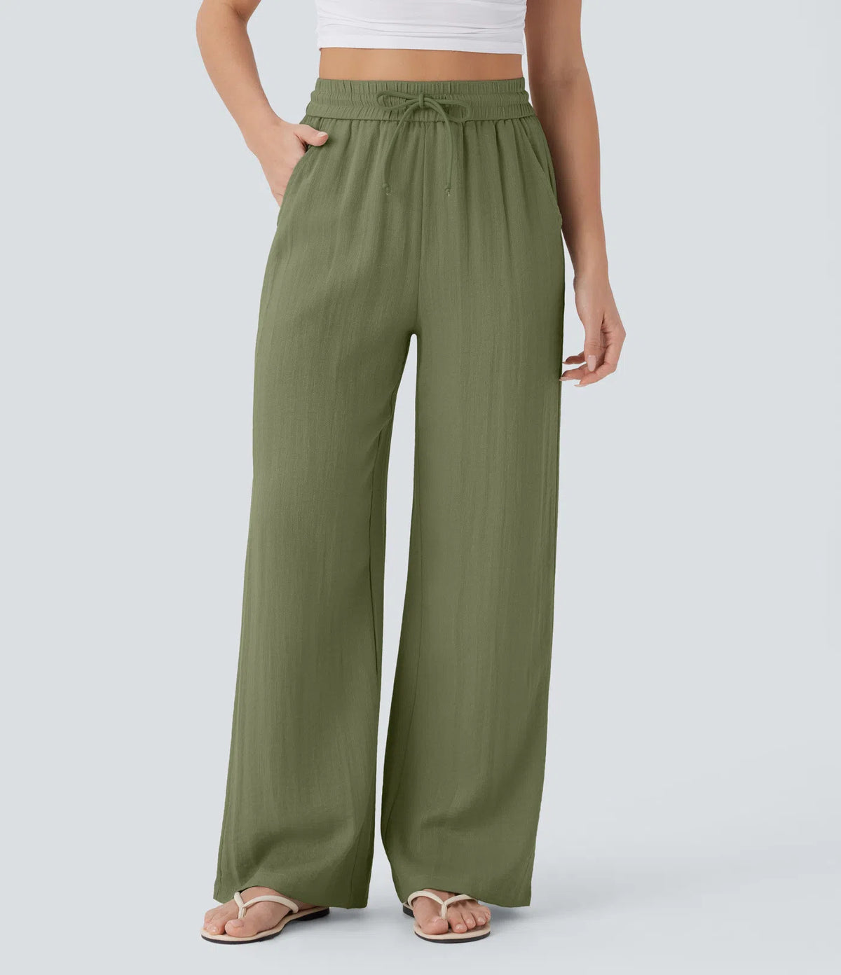 Drawstring Wide-Leg Trousers