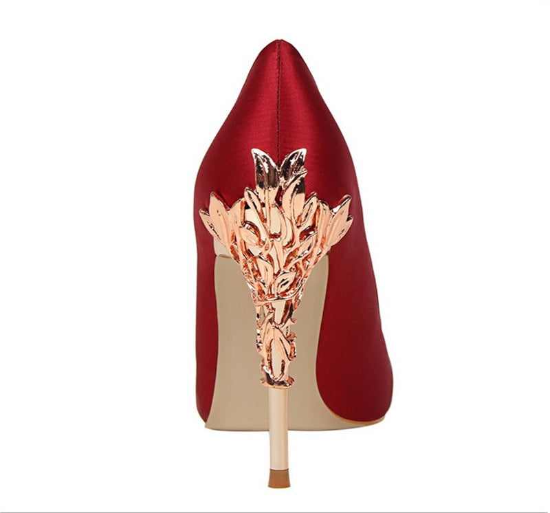Satin Pointed-Toe Heels