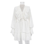 V-Neck Ruffle Mini Dress