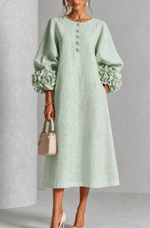 Floral-Detail Midi Dress