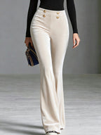 High-Waist Velvet Flare Trousers