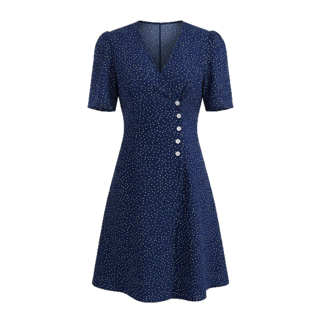 V-Neck A-Line Midi Dress