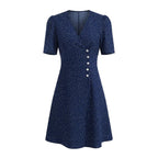 V-Neck A-Line Midi Dress